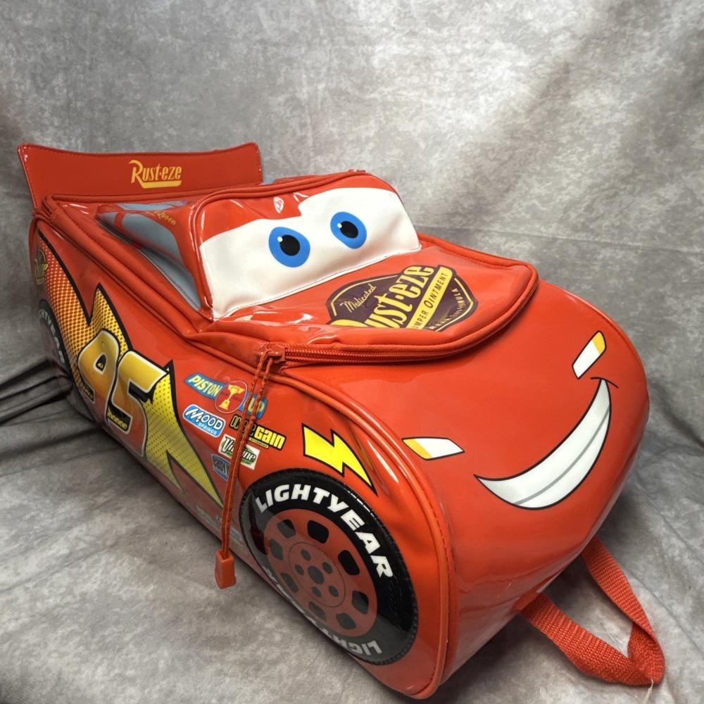 Disney Store Lightning McQueen Cars Rolling Suitcase 3D Overnight Bag 18x10"